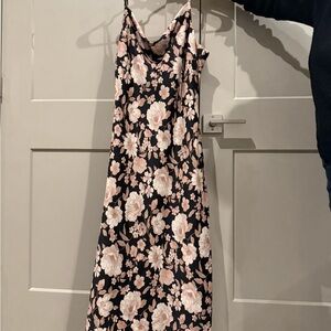 Altar'd State Black and Pink Floral Maxi Dress
